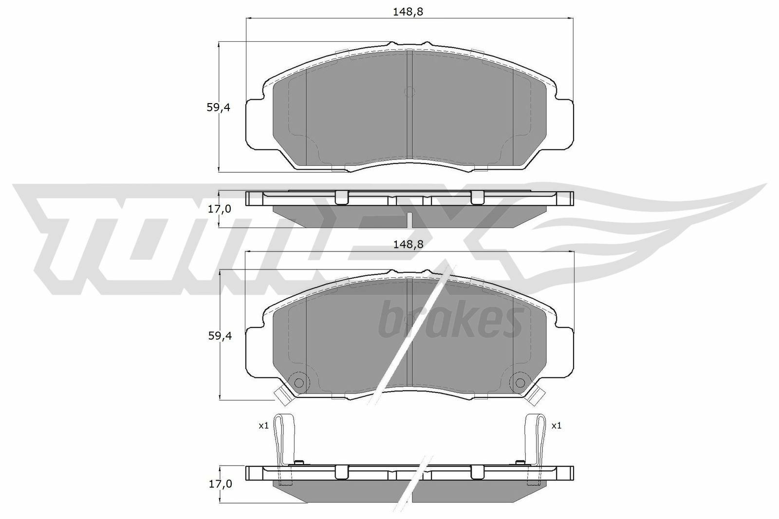 Sada brzdových destiček, kotoučová brzda TOMEX Brakes